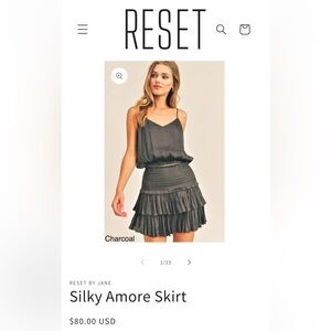 Silky Amore Mini Tiered Skirt - Charcoal